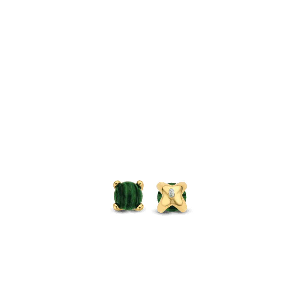 Milano Malachite Stud Earrings - Gold - 7768MA