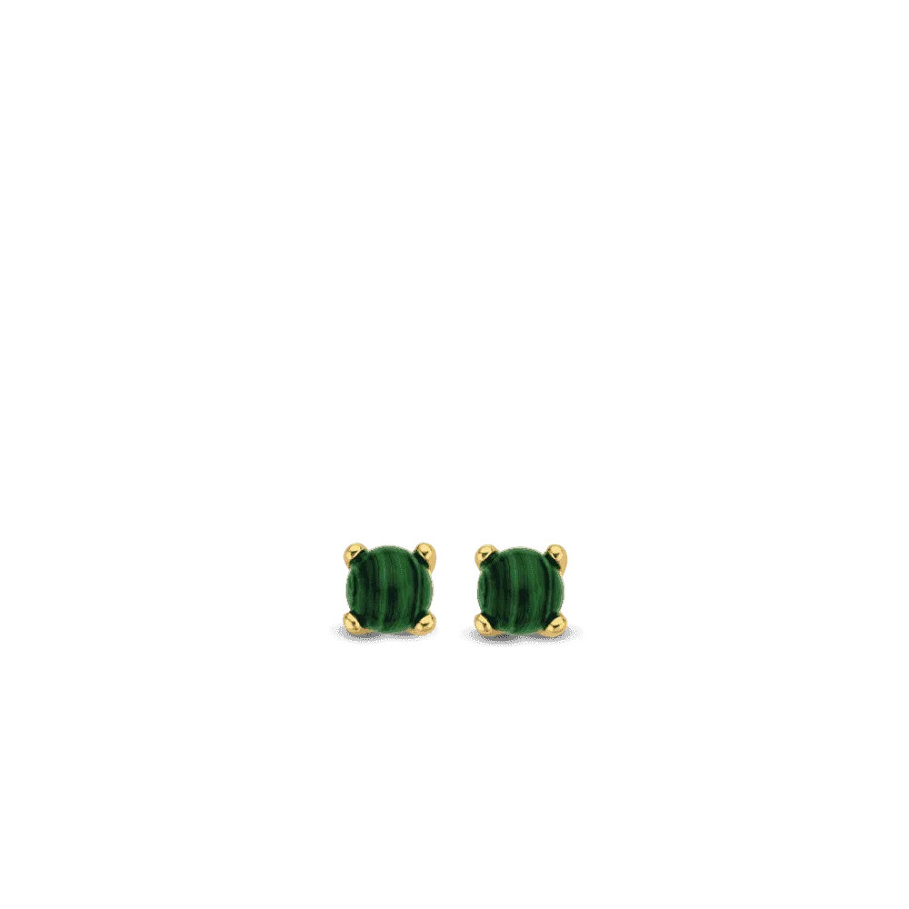 Milano Malachite Stud Earrings - Gold - 7768MA