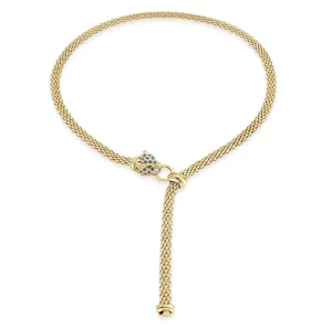 Miss Mimi Mesh Panther Lariat Mesh Necklace
