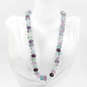 MultiColored Fluorite Necklace Beaded Fluorite Necklace Carved Fluorite Beads Pumpkin Fluorite Pumpkin Necklace Indian Necklace SKU 6142673