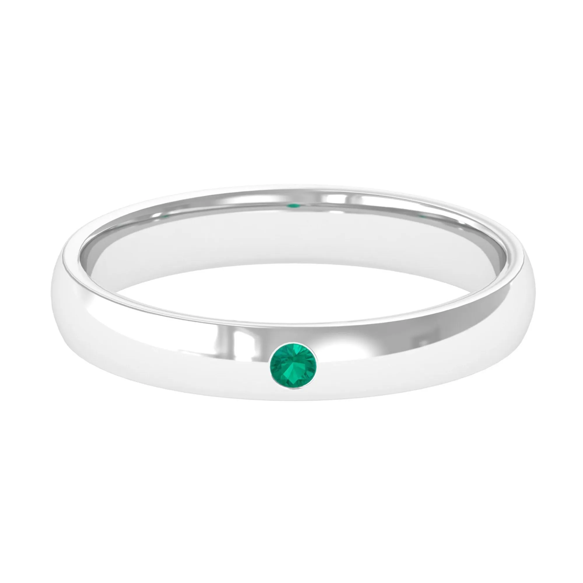 Natural Emerald Solitaire Women Band Ring