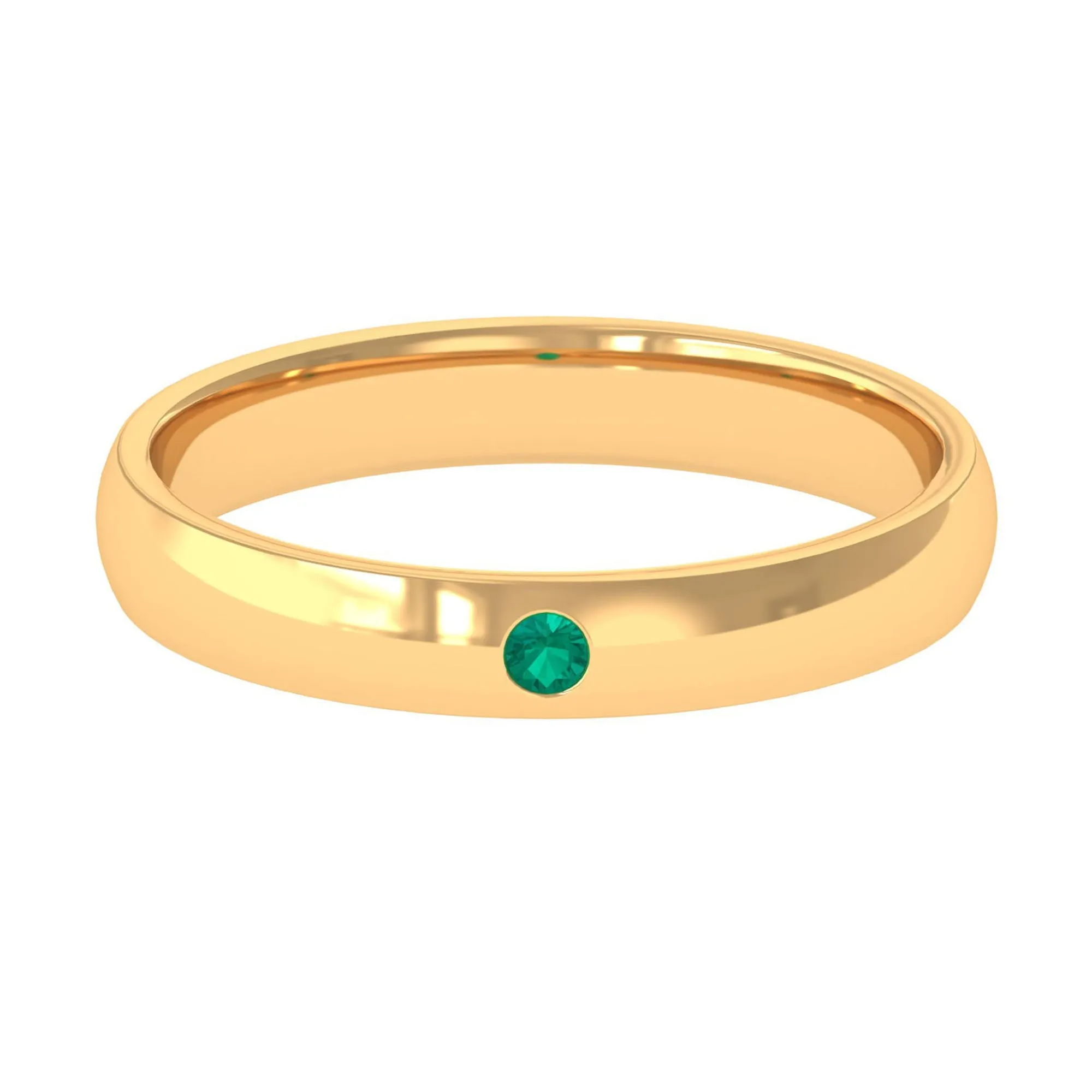 Natural Emerald Solitaire Women Band Ring