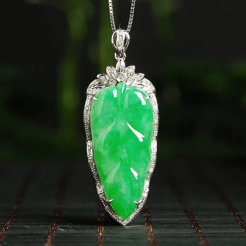 Natural Jade Pendant Jadeite Gold Pendant PT43