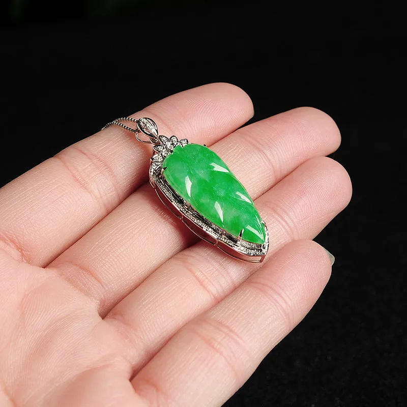Natural Jade Pendant Jadeite Gold Pendant PT43