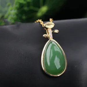 Natural Jade Pendant Nephrite Silver Pendant ZPT237