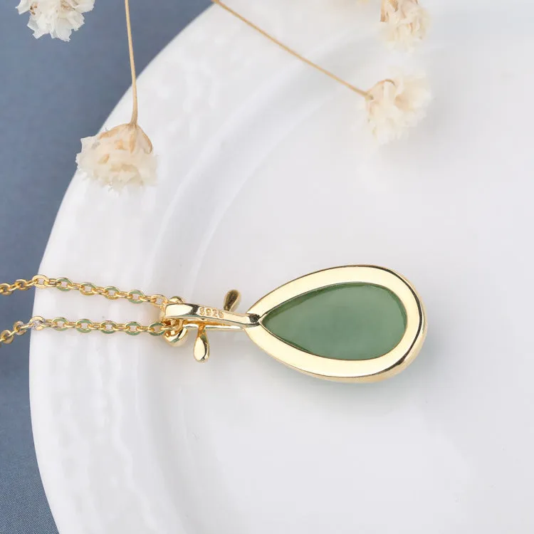 Natural Jade Pendant Nephrite Silver Pendant ZPT237