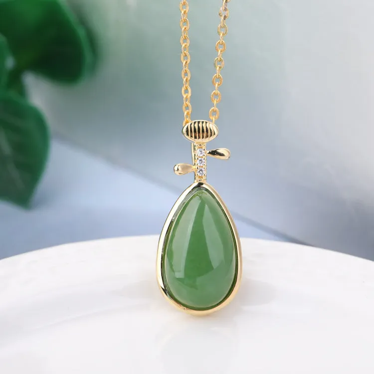 Natural Jade Pendant Nephrite Silver Pendant ZPT237
