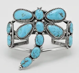 Natural Sleeping Beauty Turquoise Dragonfly Cuff Bracelet
