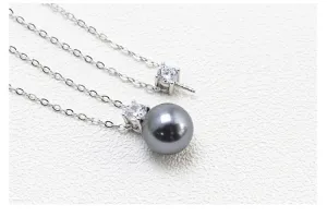 Necklace Pendant Blank Setting Crystal Charm 14mm Sterling Silver White Gold Fine 925 For One Pearl Prong DIY Jewelry Finding Wholesale 1pc