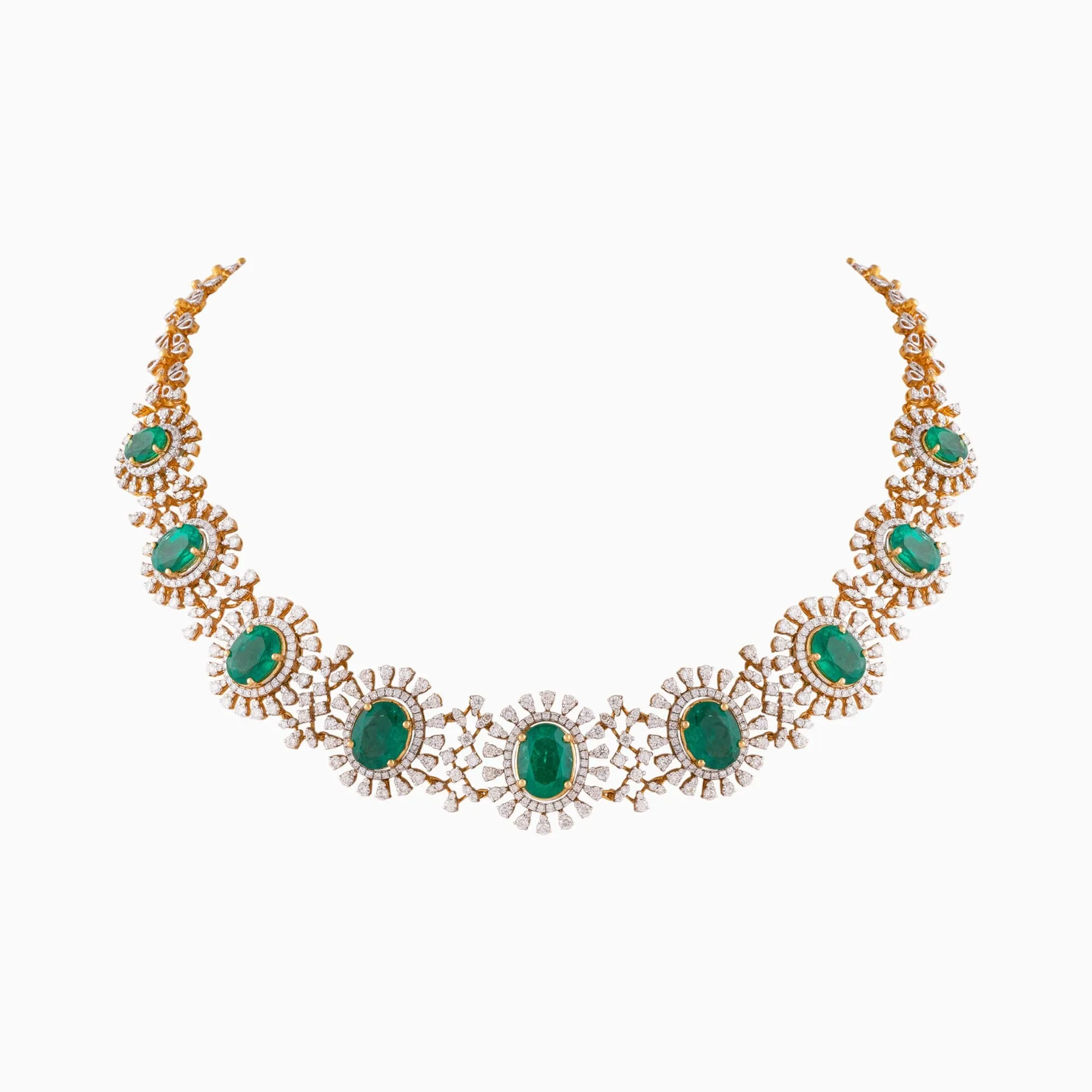 Necklace with Emerald c/st and Round Cut Diamond - PGDN050