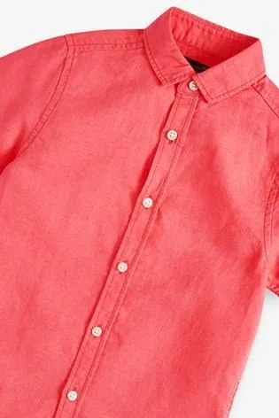 Next Coral Linen Mix Older Boys Shirt