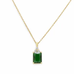 NG4792 Elegant Gold Emerald and Diamond Pendant Necklace