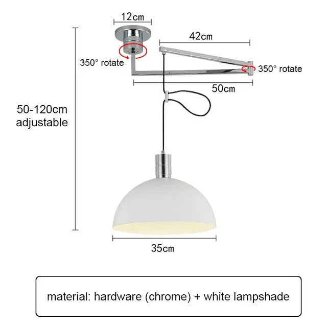 Nordic Adjustable Rotatable Longarm Pendant Light Hanging Restaurant Chandelier Ceiling Living Room Study Bar Movable Chandelier