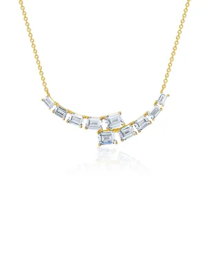 Opulent Curved Bar 16'' Necklace With Emerald Cut Stones Sale