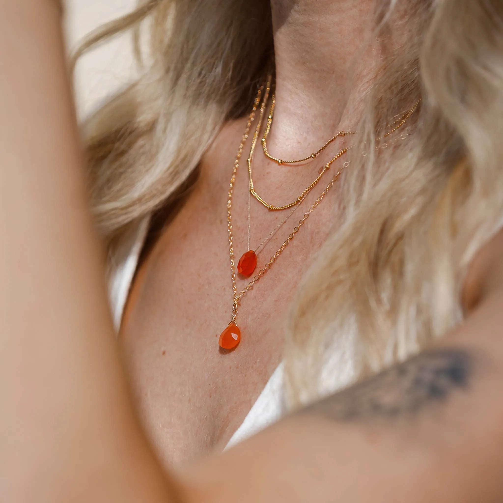 Orange Carnelian Pendant Necklace