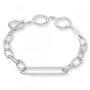 Oval Chain Bracelet with T-Bar - Silver - SPBRSB192