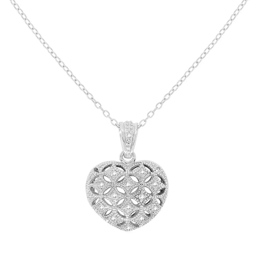 Patterned Heart Locket Pendant Necklace