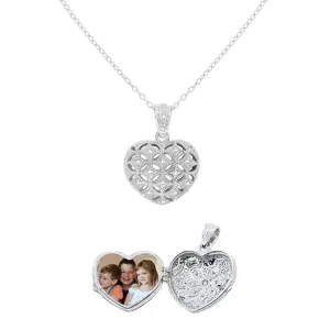 Patterned Heart Locket Pendant Necklace