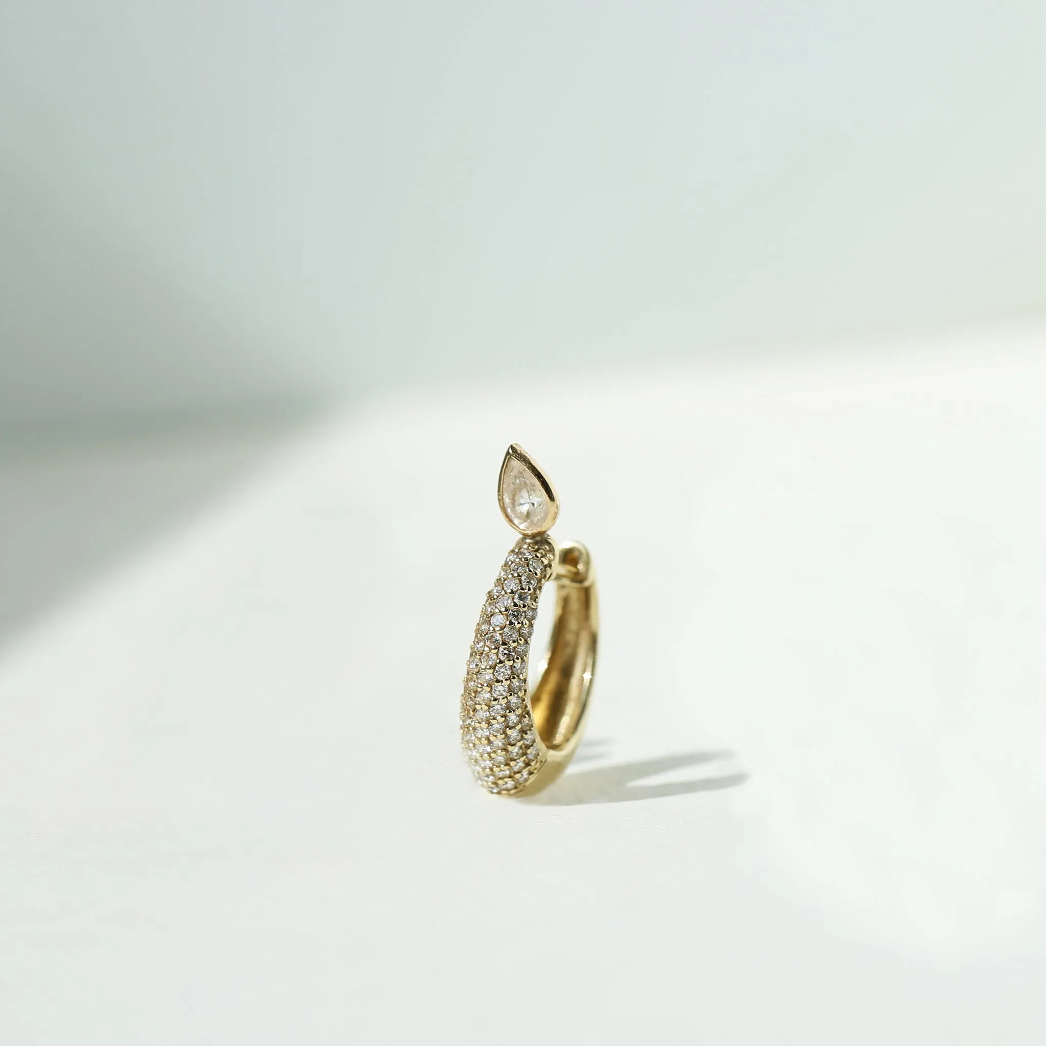 Pavé Pear Demi Hoop Earrings