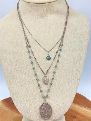Pre-Owned 925 Silver Locket Pendant Necklace