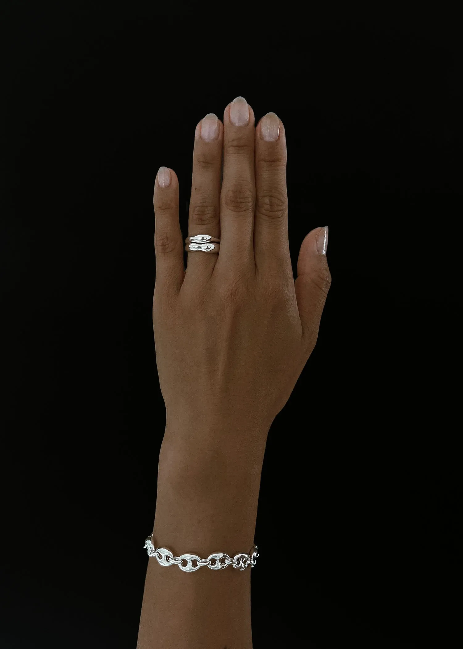 Puffed Mariner Chain Bracelet Silver