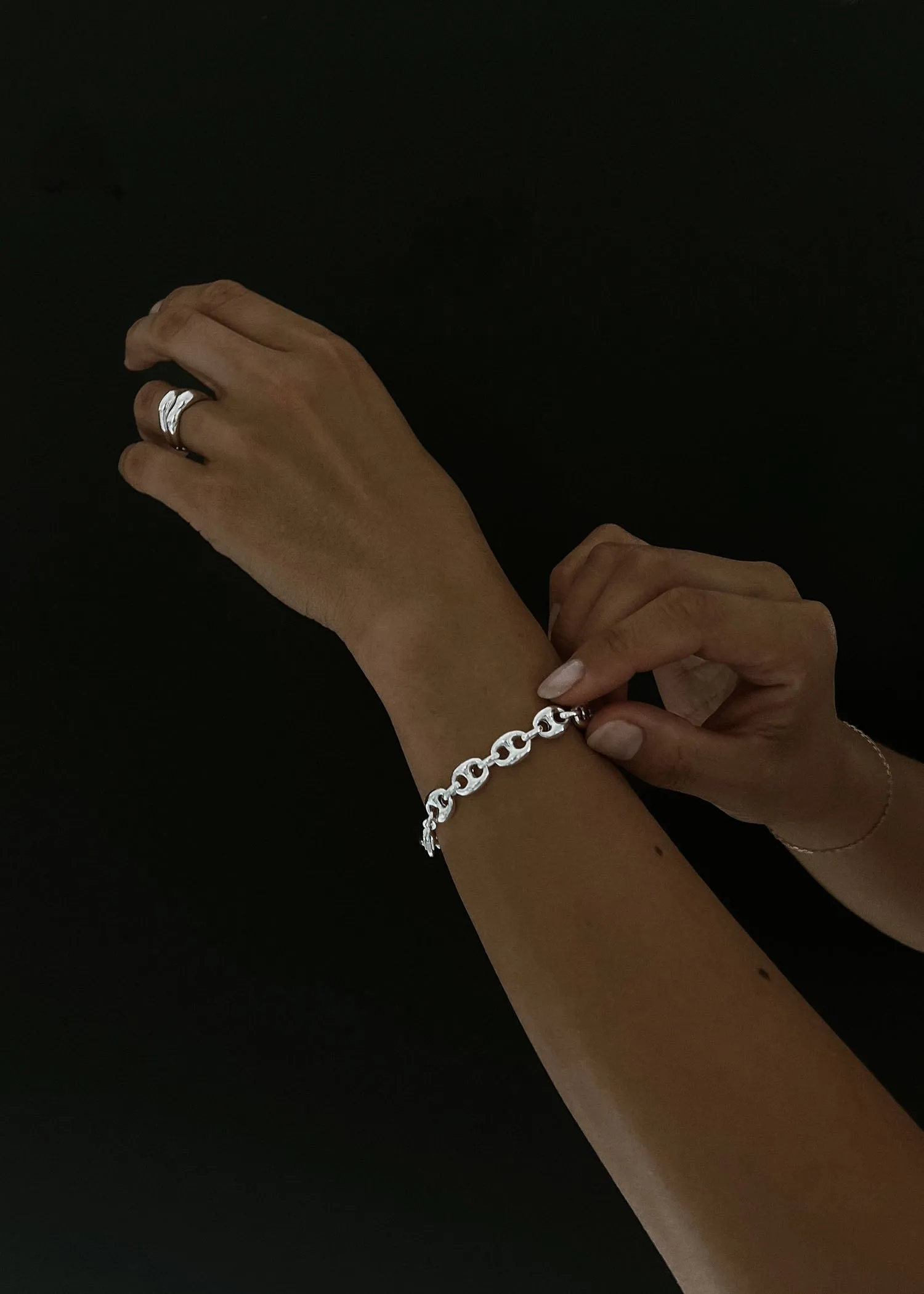 Puffed Mariner Chain Bracelet Silver
