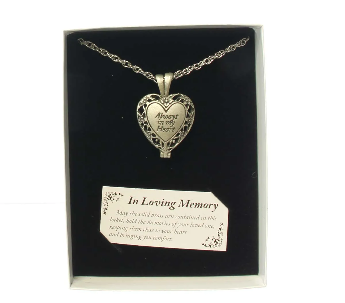"Always in my heart" Memorial Locket w/Urn