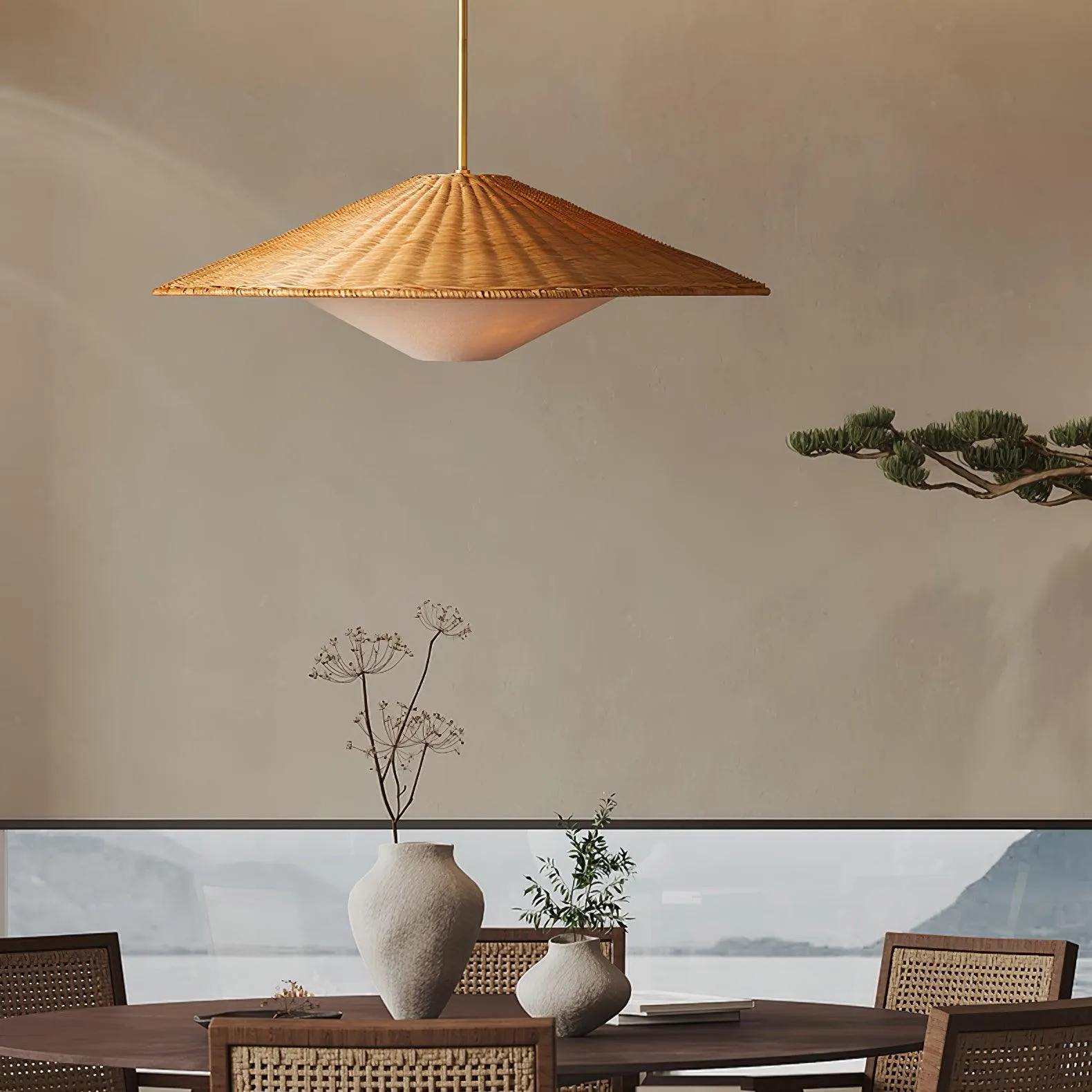 Rattan Hat Pendant Light
