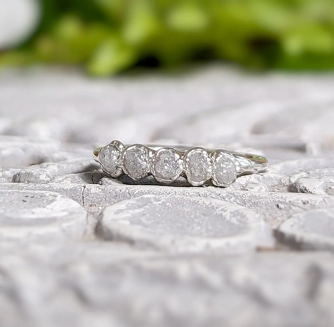 Raw diamond wedding band in Silver
