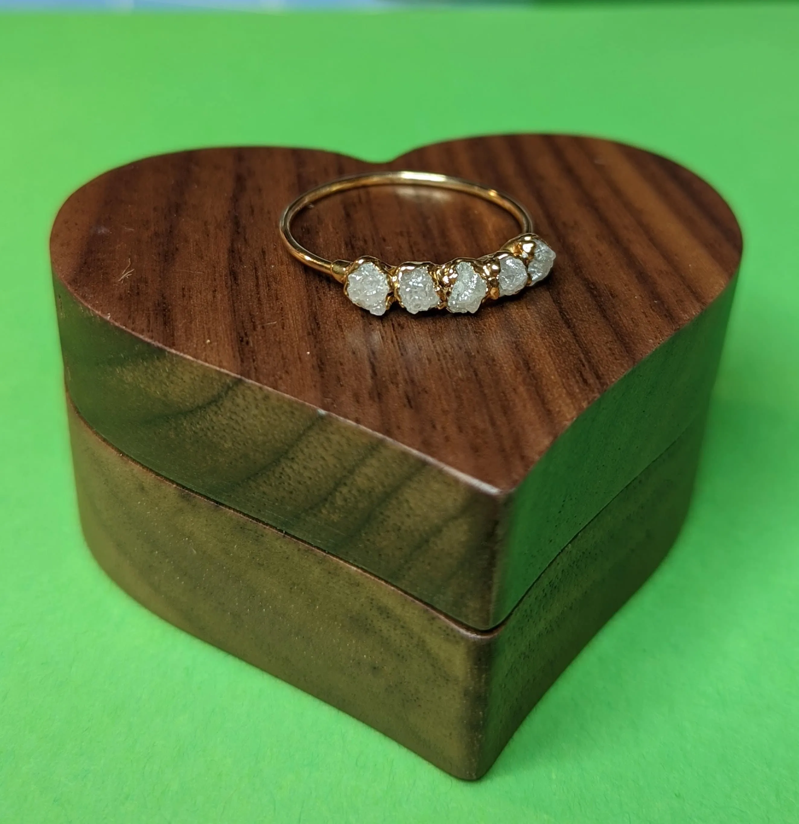 Raw diamond wedding band in Silver
