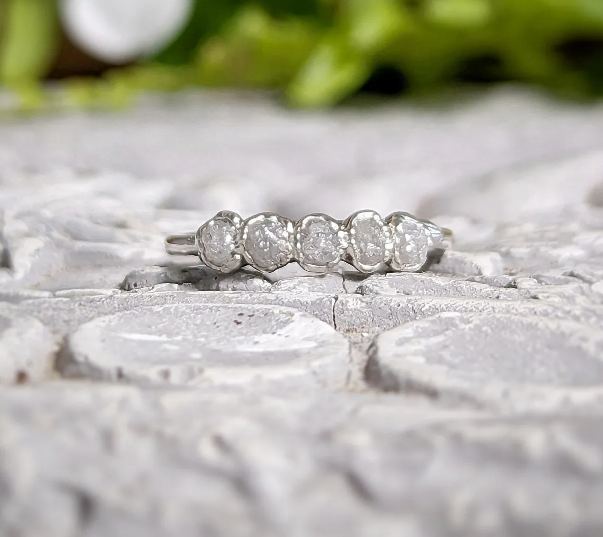 Raw diamond wedding band in Silver
