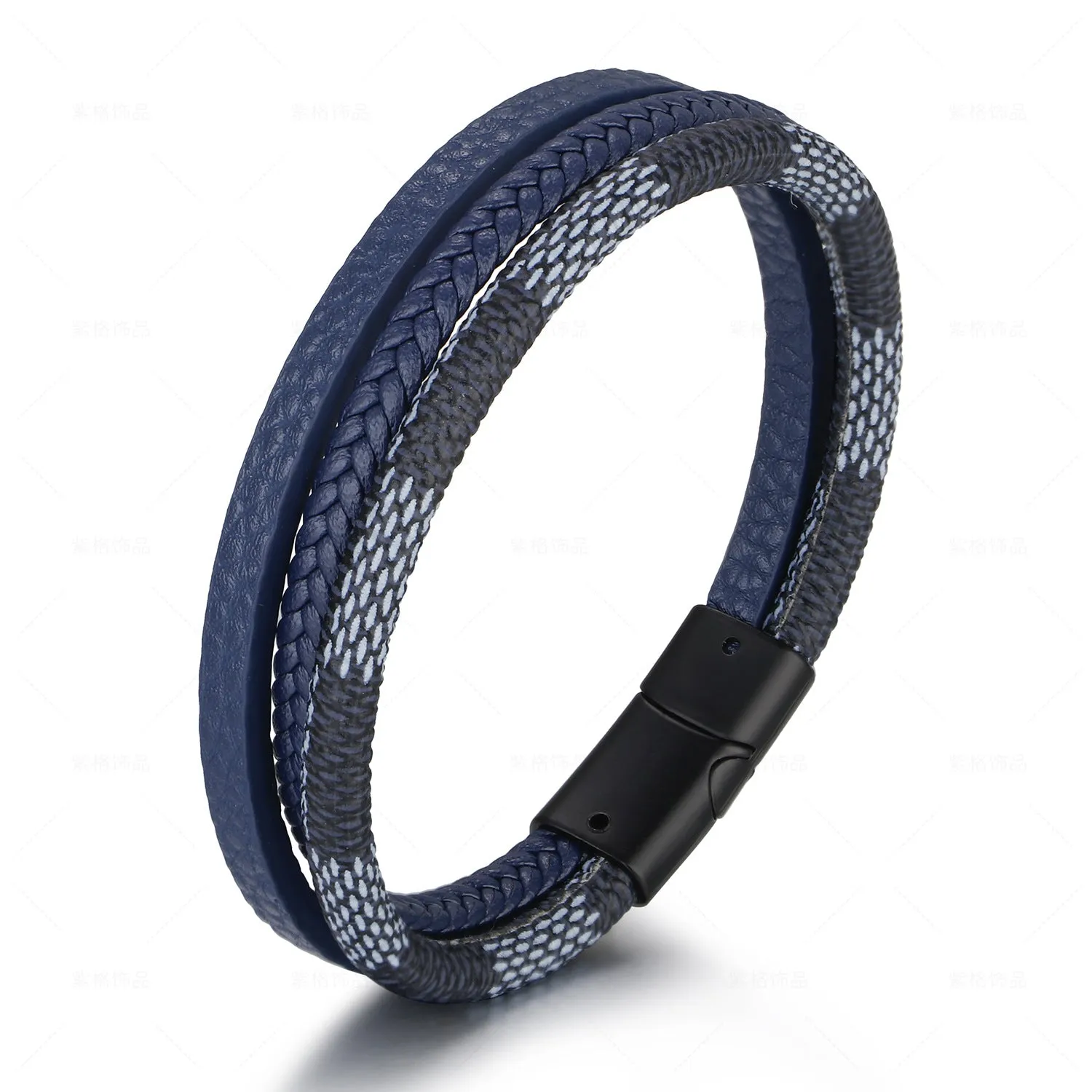 Retro Style Multi-Layer Hand-Woven Leather Magnet Buckle Bracelet