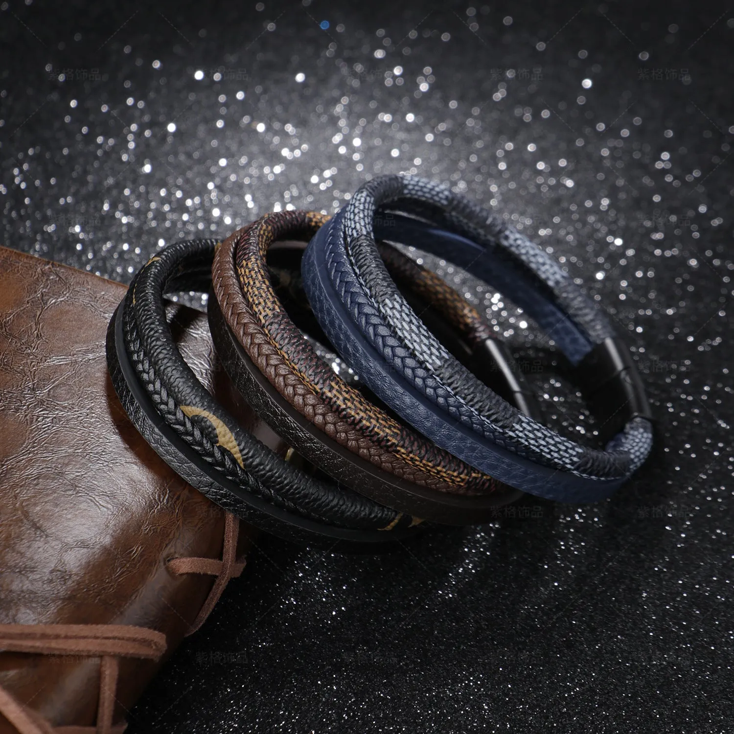 Retro Style Multi-Layer Hand-Woven Leather Magnet Buckle Bracelet