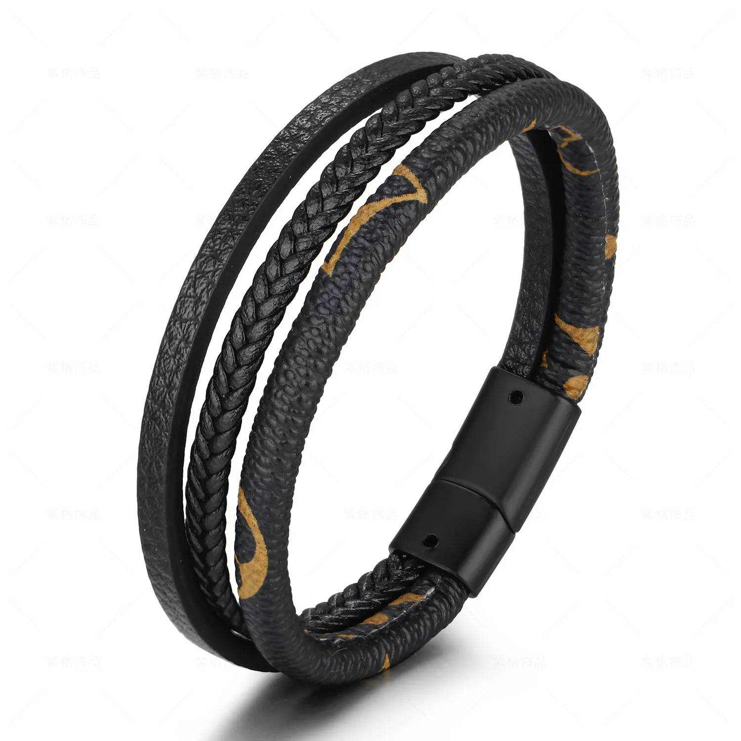 Retro Style Multi-Layer Hand-Woven Leather Magnet Buckle Bracelet