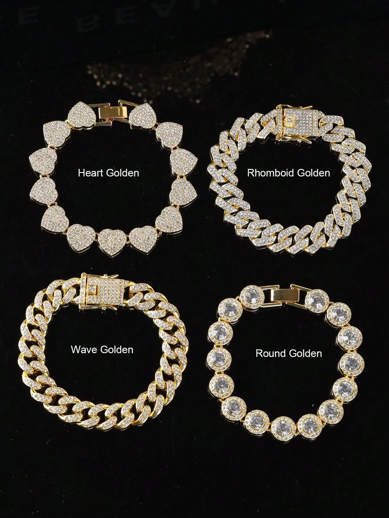 Rhinestone Inlaid Bracelet Set