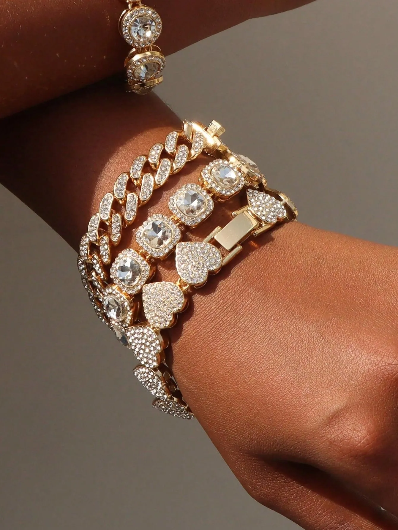 Rhinestone Inlaid Bracelet Set