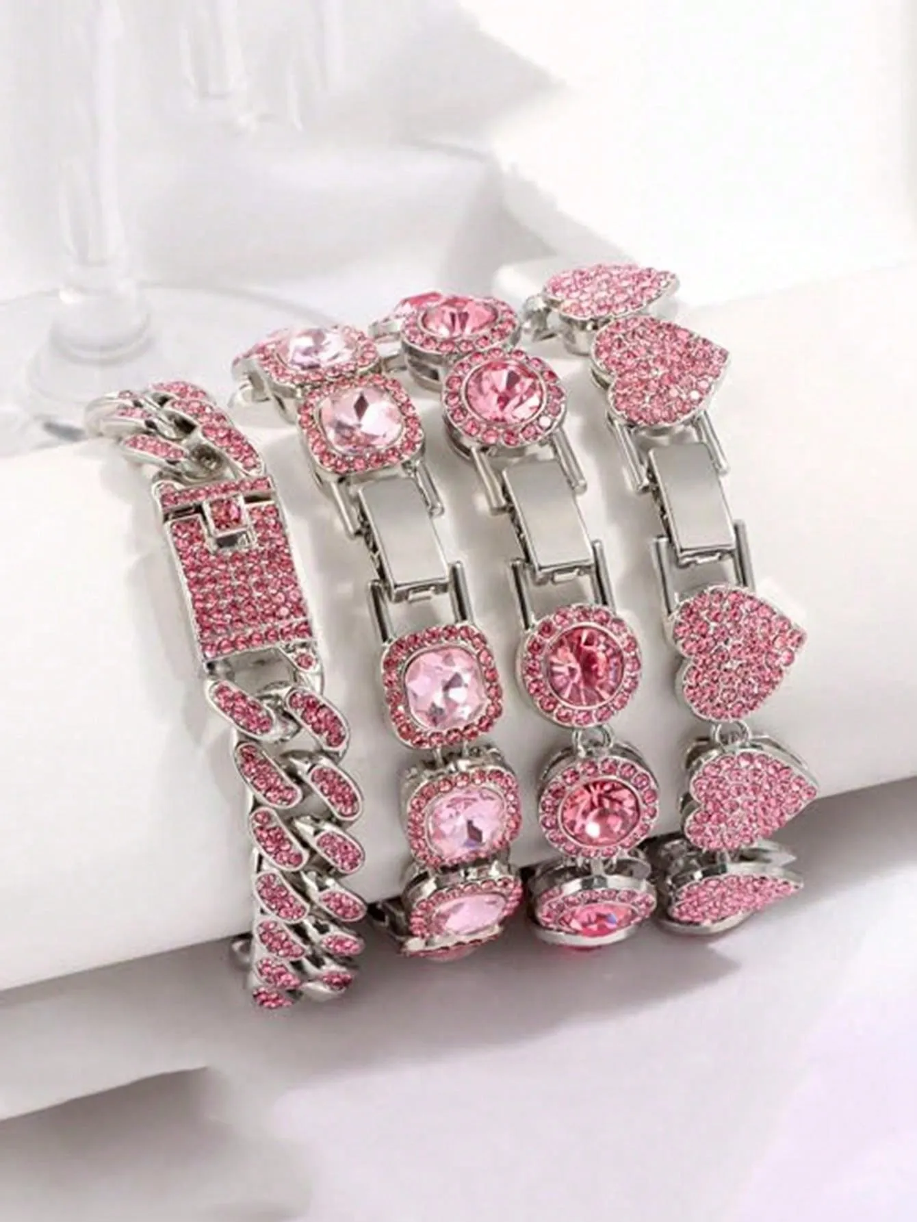 Rhinestone Inlaid Bracelet Set