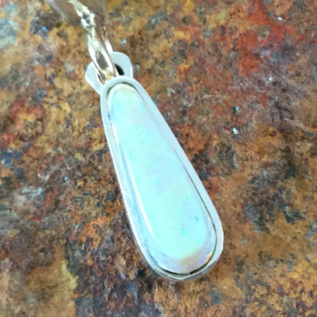 Rosarita, Boulder Opal Inlaid Sterling Silver Pendant by Duane Maktima