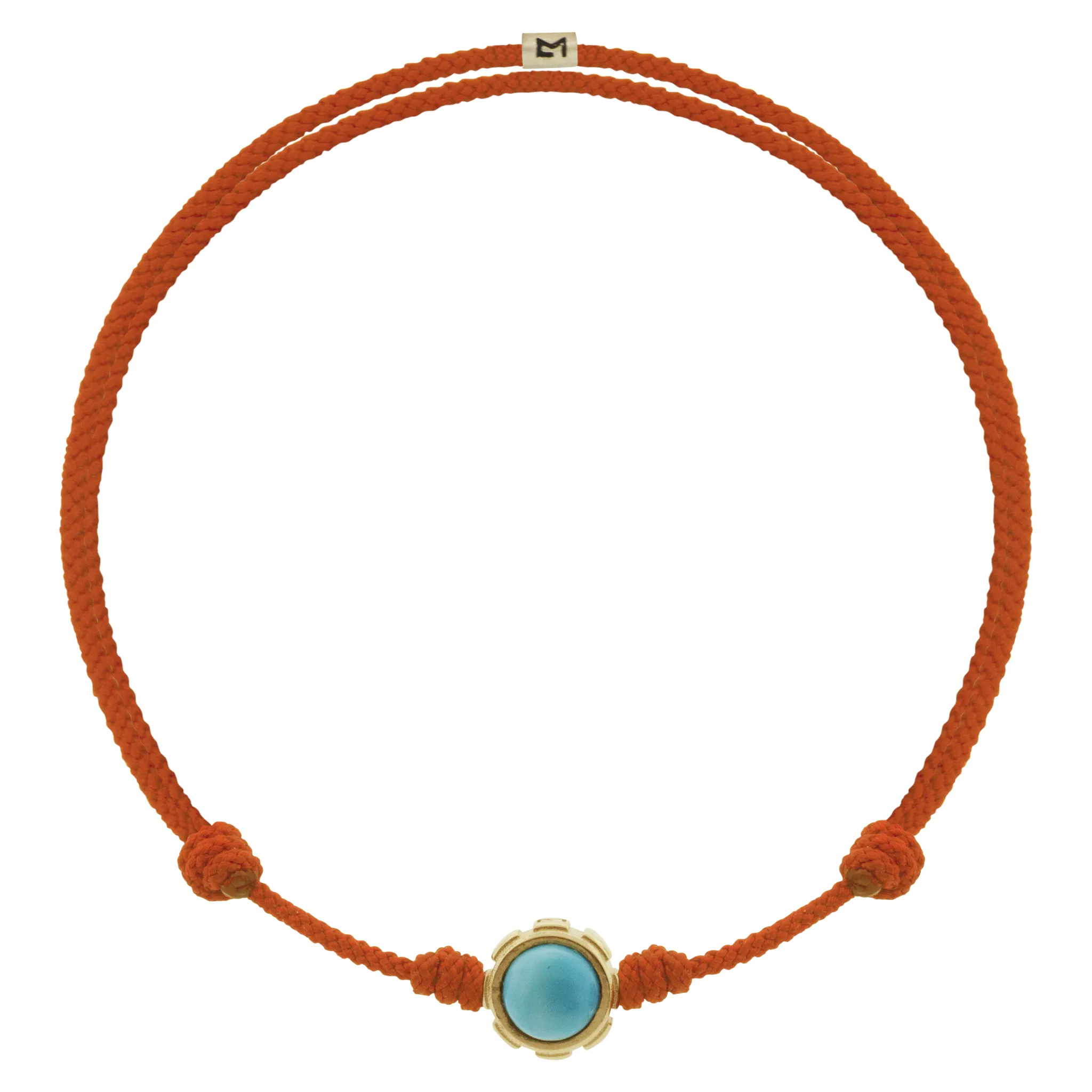 Rotary with Lapis/Turquoise Cabochon on Orange Cord Bracelet