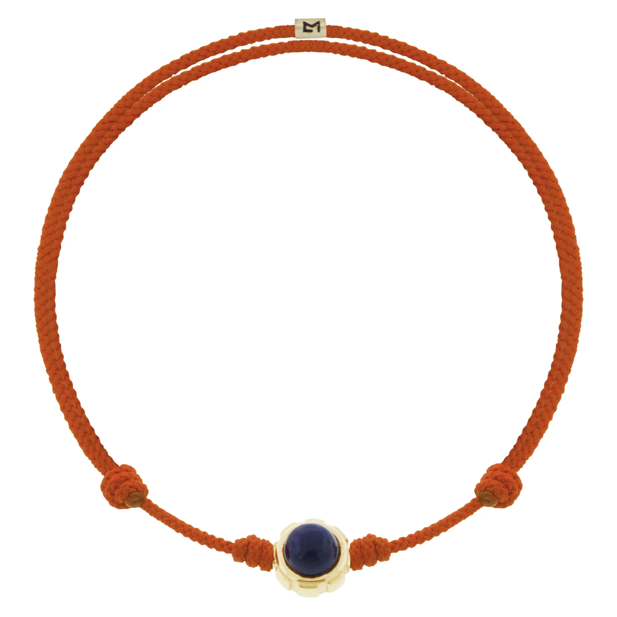 Rotary with Lapis/Turquoise Cabochon on Orange Cord Bracelet