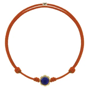 Rotary with Lapis/Turquoise Cabochon on Orange Cord Bracelet
