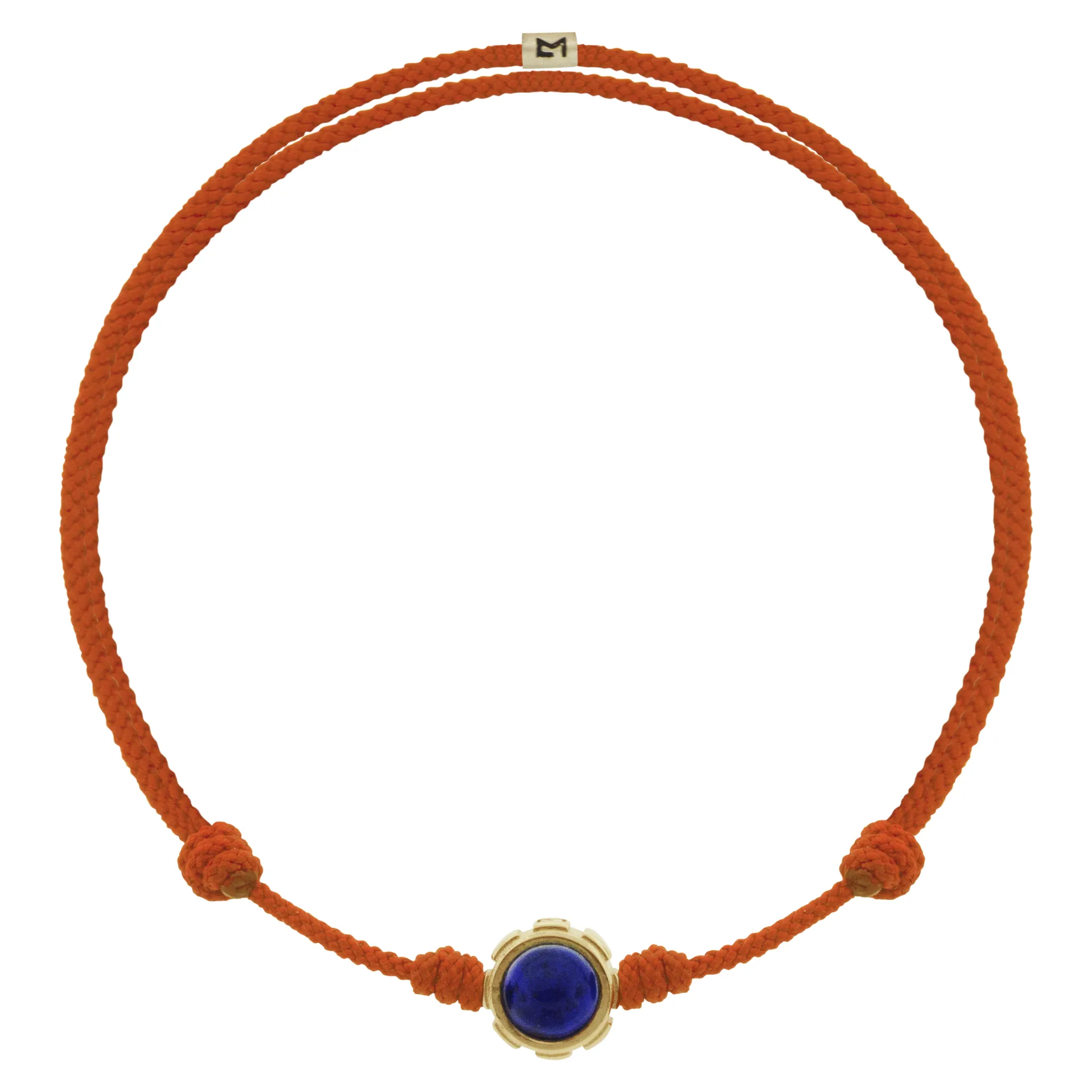 Rotary with Lapis/Turquoise Cabochon on Orange Cord Bracelet