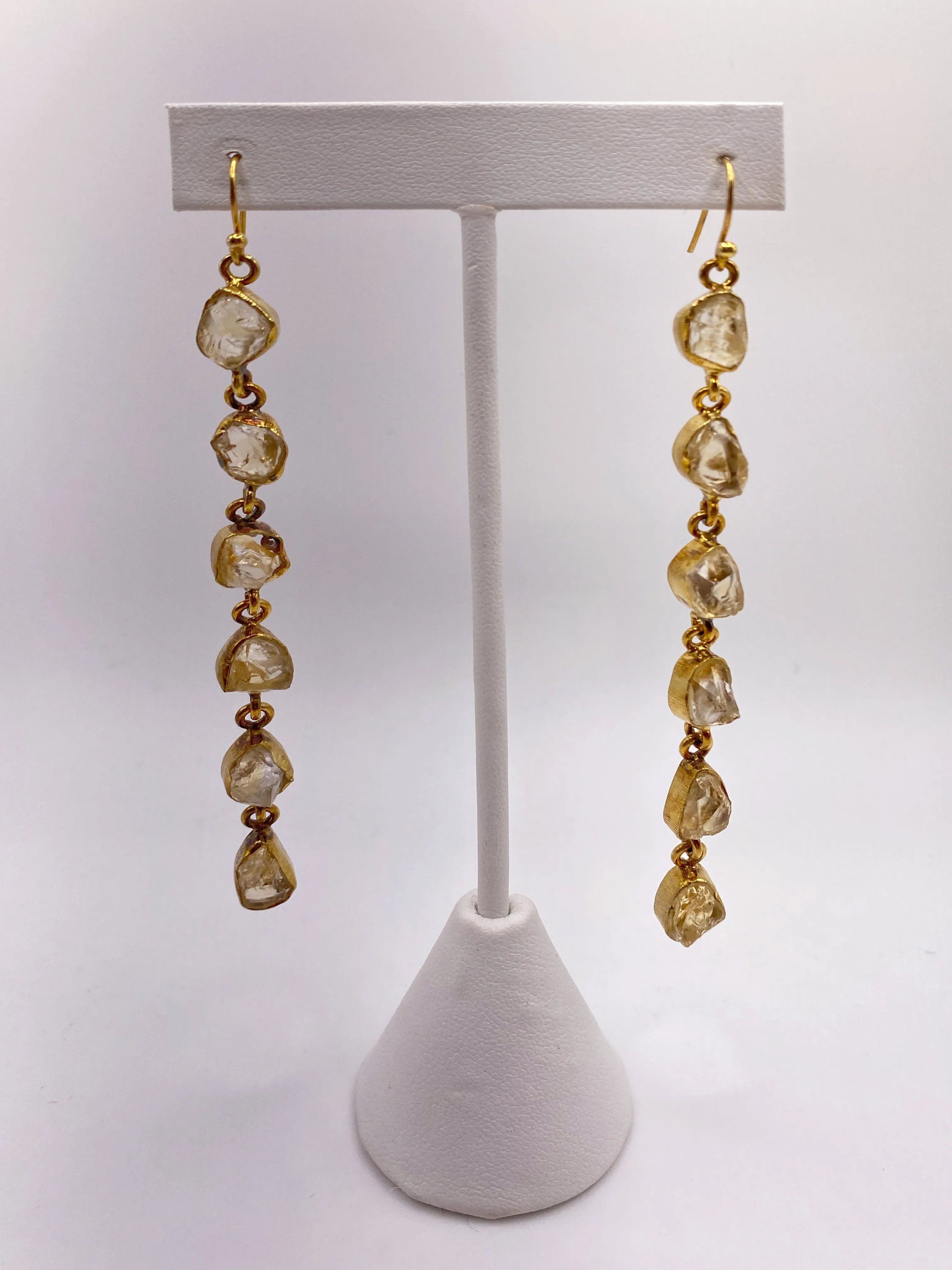 Rough-Cut Gemstone Drop Earrings