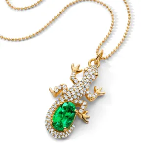 Salamander and Stone - Special Edition Diamond Pave Necklace with Emerald