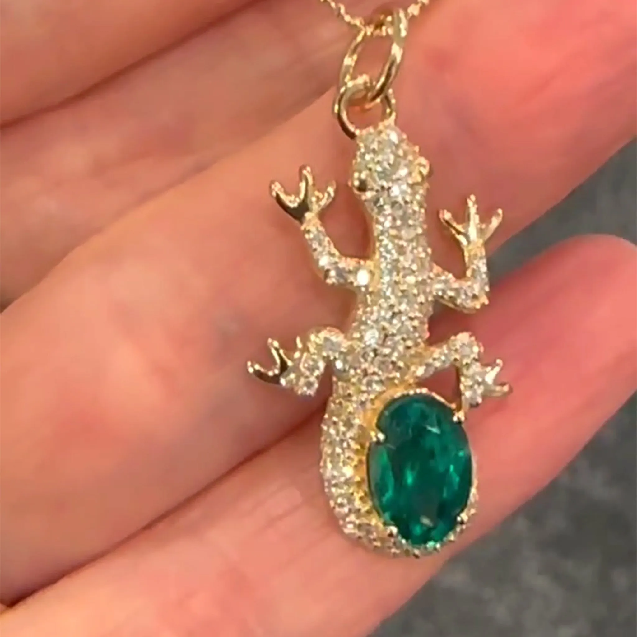 Salamander and Stone - Special Edition Diamond Pave Necklace with Emerald