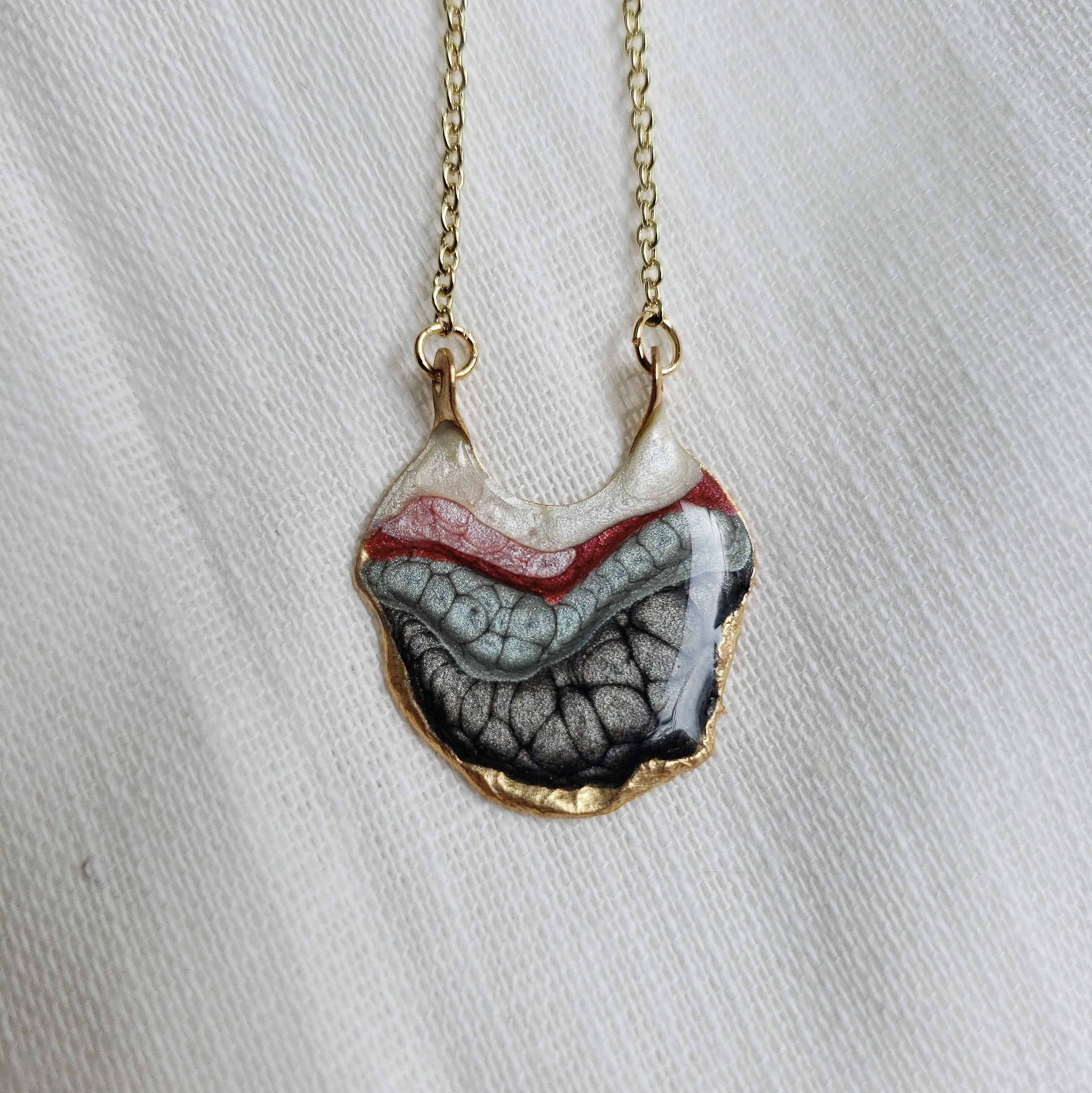 SALE- Reticulated Necklace - Onyx/Antique Pink/Victoria
