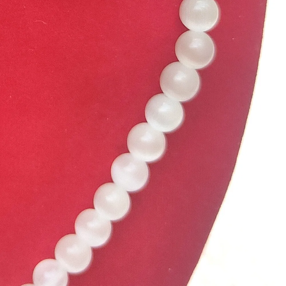 Selenite Crystal Round Beads Necklace 15 Inches, 8mm Beads (Semi-Precious Mala)