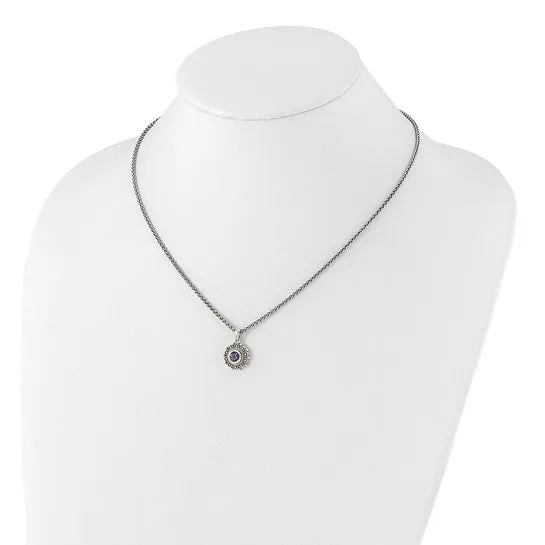 Shey Couture Sterling Silver with 14k Accent Antiqued Amethyst 18 inch Necklace