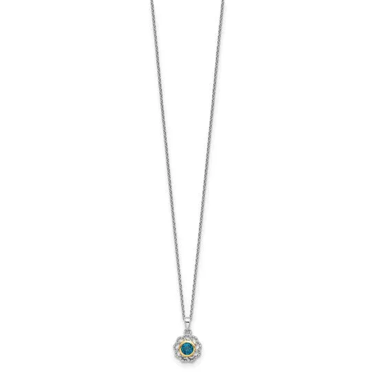Shey Couture Sterling Silver with 14k Accent London Blue Topaz 18 inch Necklace