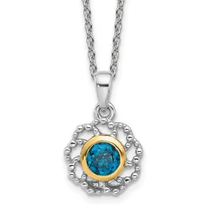 Shey Couture Sterling Silver with 14k Accent London Blue Topaz 18 inch Necklace